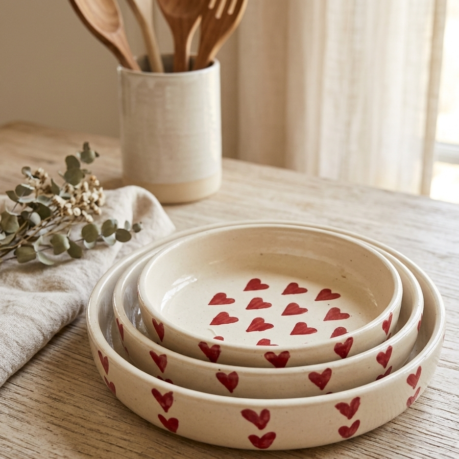 Ceramic Heart Plate Set of 3